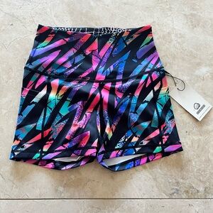 NWT Feed Me Fight Me Shorts Rainbow Workout Gym Train Athletic Run Athleisure